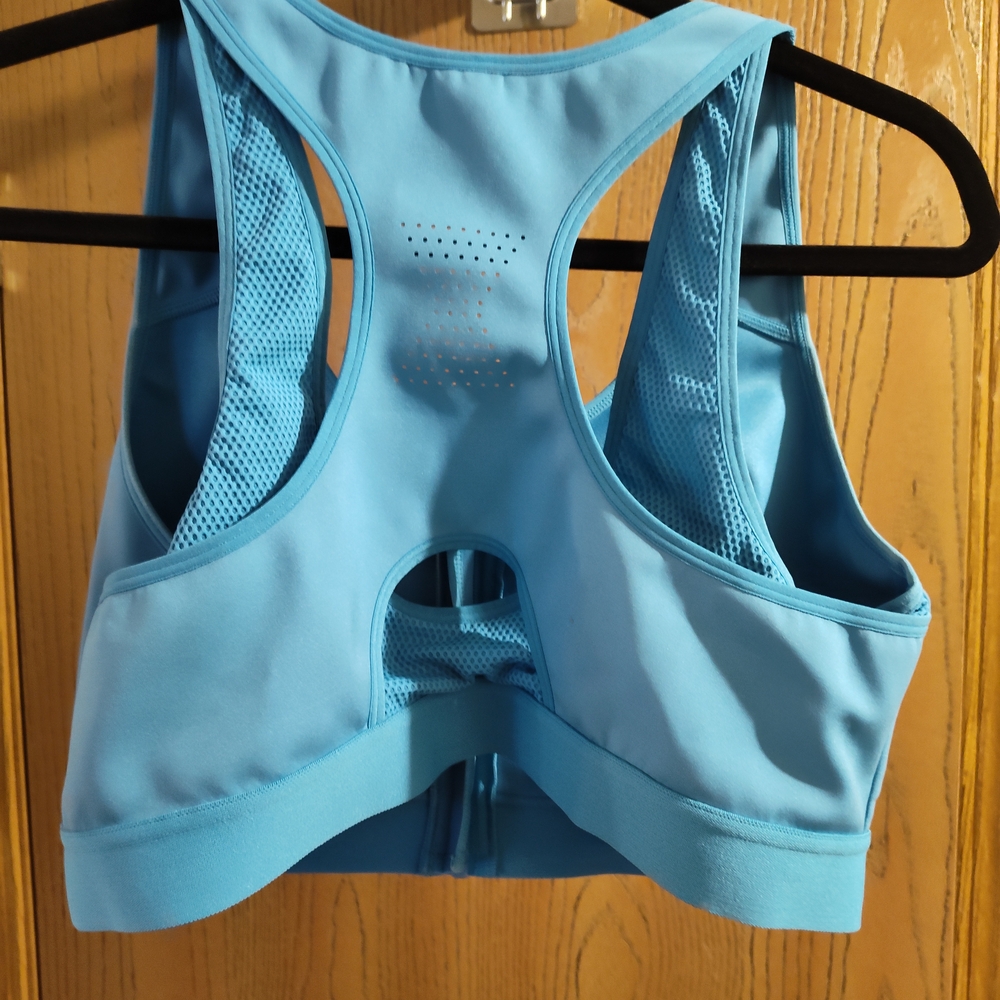 Fabletics Light Blue Zip-Front Bra - Picture 2 of 8